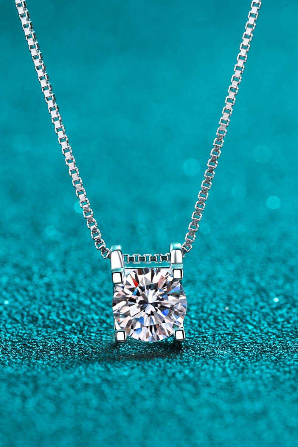 1 Carat Moissanite 925 Sterling Silver Chain Necklace - Trendsi - Flyclothing LLC
