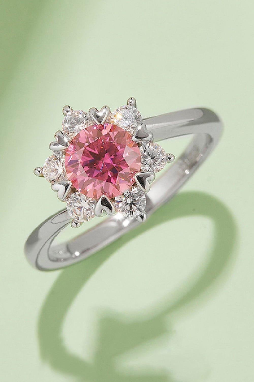 1 Carat Moissanite 925 Sterling Silver Cluster Ring - Trendsi