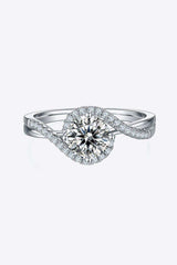 1 Carat Moissanite 925 Sterling Silver Crisscross Ring - Trendsi - Flyclothing LLC