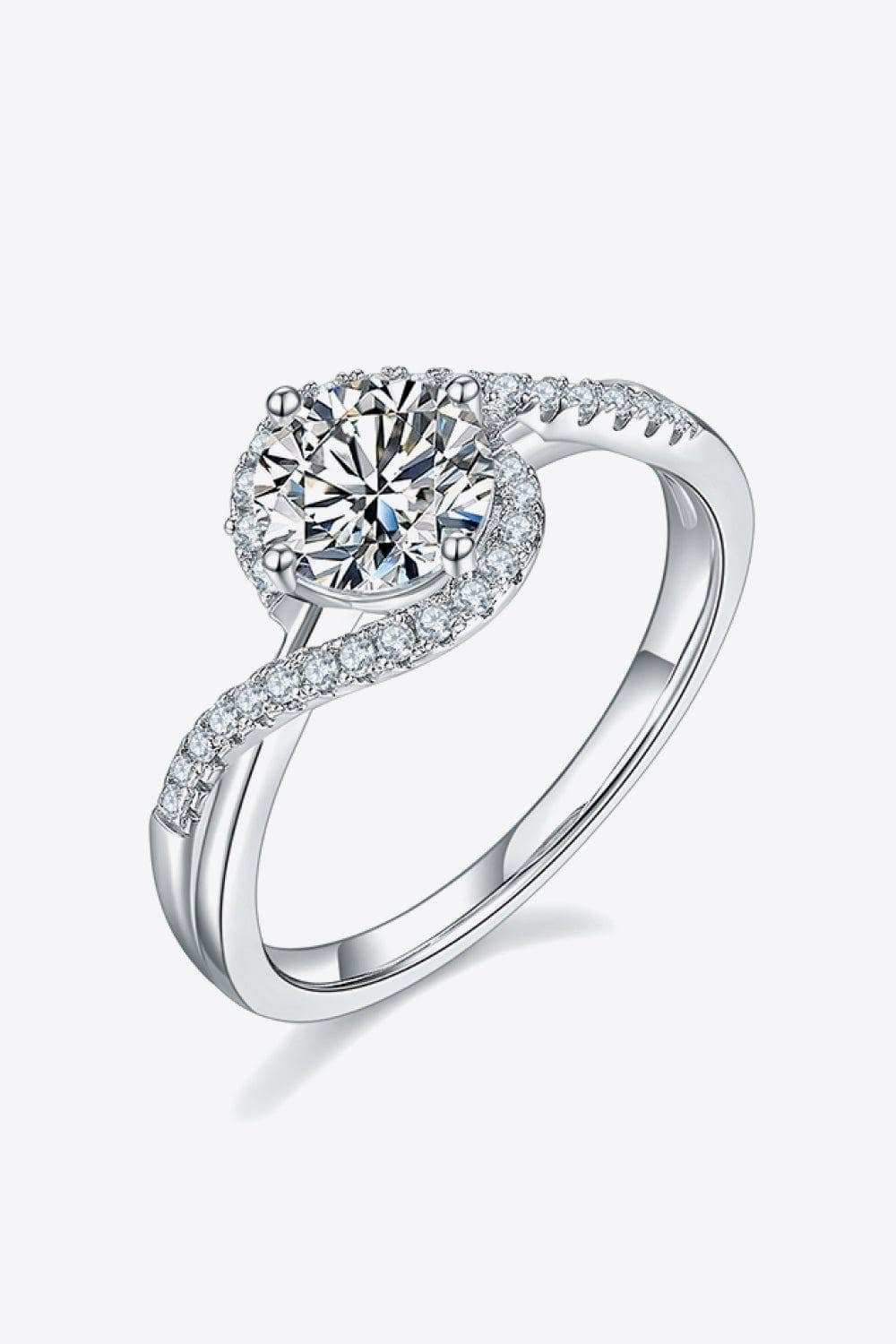 1 Carat Moissanite 925 Sterling Silver Crisscross Ring - Trendsi - Flyclothing LLC