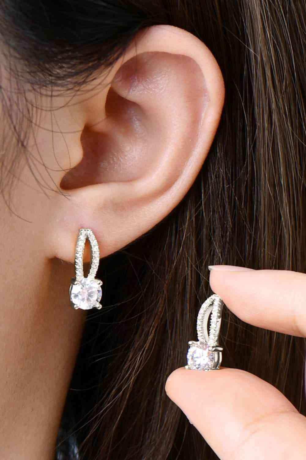 1 Carat Moissanite 925 Sterling Silver Earrings - Trendsi - Flyclothing LLC
