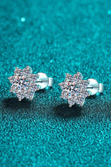 1 Carat Moissanite 925 Sterling Silver Flower Earrings - Trendsi - Flyclothing LLC