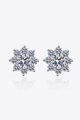 1 Carat Moissanite 925 Sterling Silver Flower Earrings - Trendsi - Flyclothing LLC