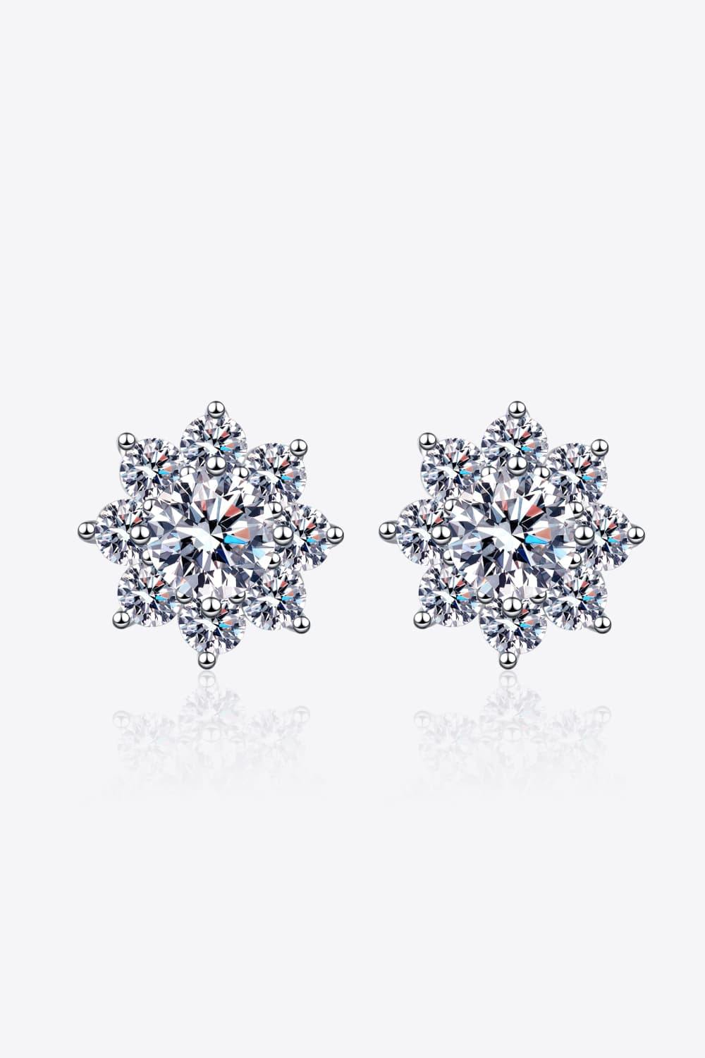 1 Carat Moissanite 925 Sterling Silver Flower Earrings - Trendsi