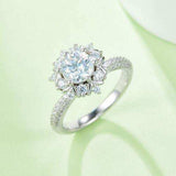 1 Carat Moissanite 925 Sterling Silver Flower Shape Ring - Trendsi - Flyclothing LLC