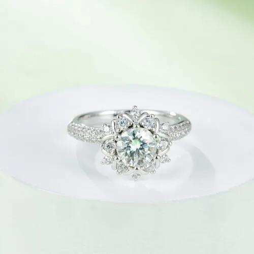 1 Carat Moissanite 925 Sterling Silver Flower Shape Ring - Trendsi - Flyclothing LLC