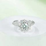 1 Carat Moissanite 925 Sterling Silver Flower Shape Ring - Trendsi