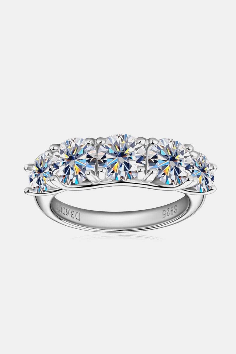 1 Carat Moissanite 925 Sterling Silver Half-Eternity Ring - Trendsi