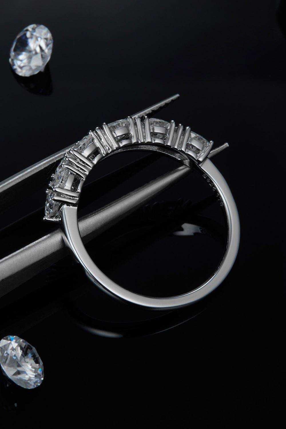 1 Carat Moissanite 925 Sterling Silver Half-Eternity Ring - Trendsi - Flyclothing LLC
