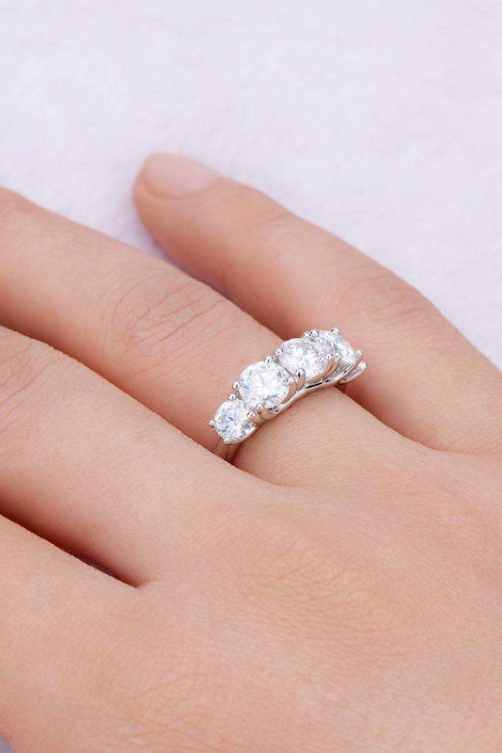 1 Carat Moissanite 925 Sterling Silver Half-Eternity Ring - Trendsi - Flyclothing LLC