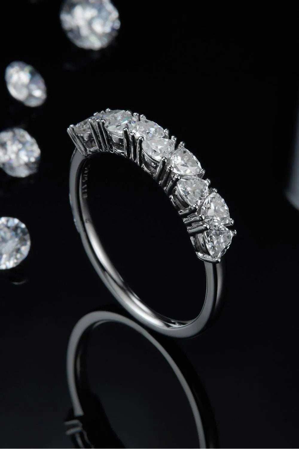 1 Carat Moissanite 925 Sterling Silver Half-Eternity Ring - Trendsi - Flyclothing LLC