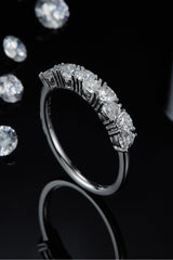 1 Carat Moissanite 925 Sterling Silver Half-Eternity Ring - Trendsi