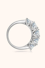 1 Carat Moissanite 925 Sterling Silver Half-Eternity Ring - Trendsi - Flyclothing LLC