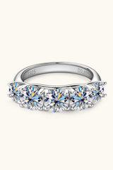 1 Carat Moissanite 925 Sterling Silver Half-Eternity Ring - Trendsi - Flyclothing LLC