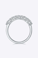 1 Carat Moissanite 925 Sterling Silver Half-Eternity Ring - Trendsi - Flyclothing LLC