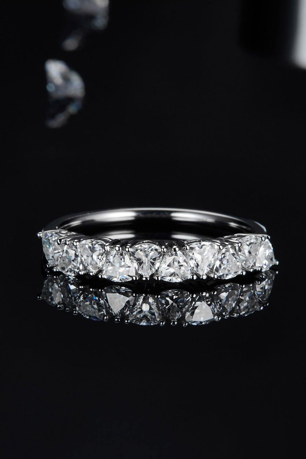 1 Carat Moissanite 925 Sterling Silver Half-Eternity Ring - Trendsi
