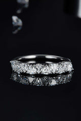 1 Carat Moissanite 925 Sterling Silver Half-Eternity Ring - Trendsi - Flyclothing LLC