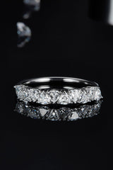 1 Carat Moissanite 925 Sterling Silver Half-Eternity Ring - Trendsi