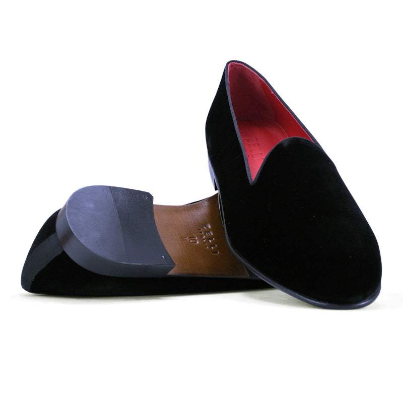 10-102-BLK VELVET TUX Shoe, Black - Zelli Italia - Flyclothing LLC