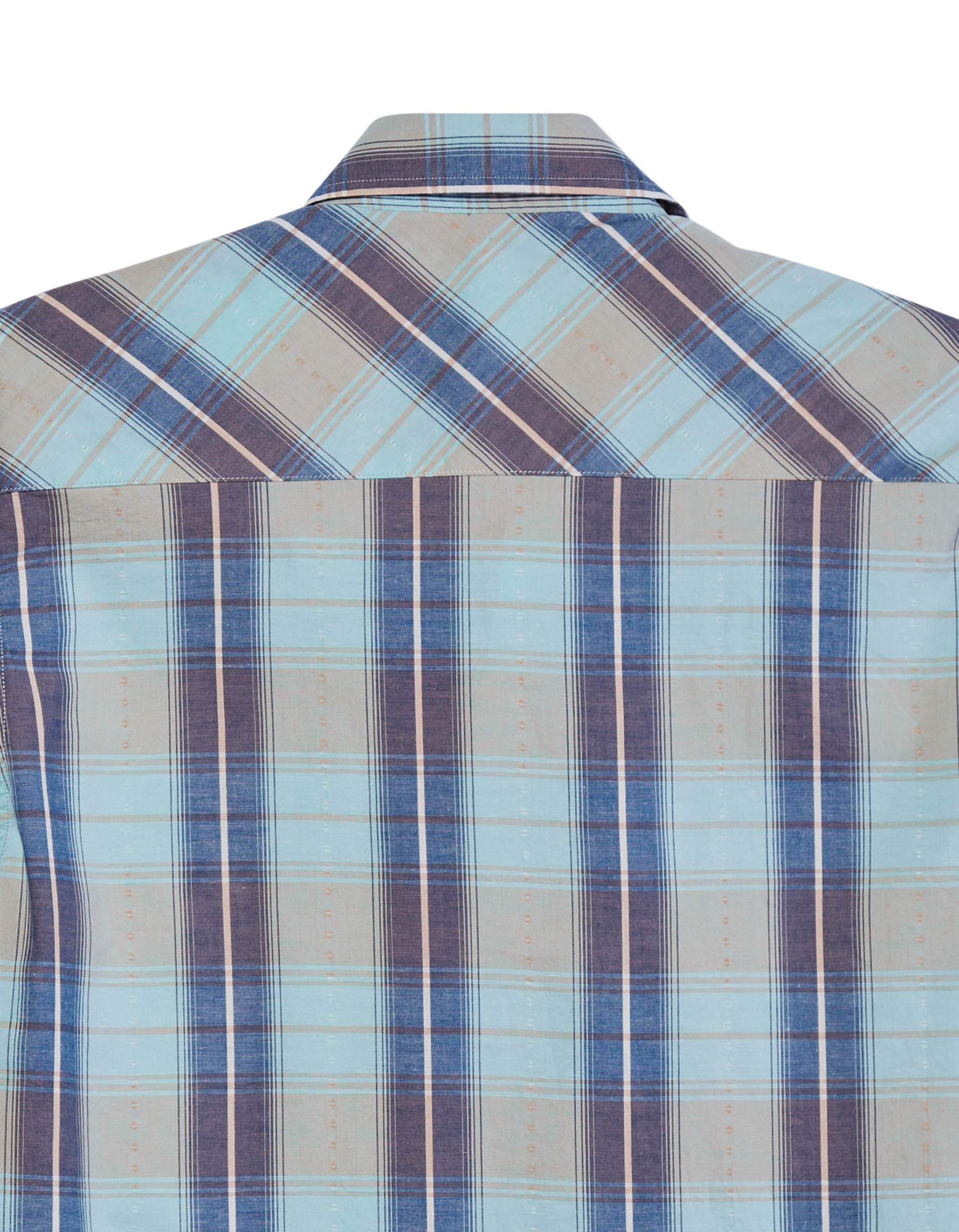 Tin Haul Mens Long Sleeve Snap Vintage Dobby Plaid Western Shirt - TIN HAUL - Flyclothing LLC