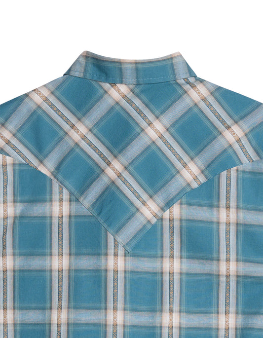 Mens Long Sleeve Snap Windowpane Dobby Western Shirt