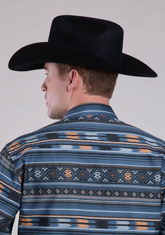 Tin Haul Mens Long Sleeve Snap Horizontal Aztec Print Western Shirt