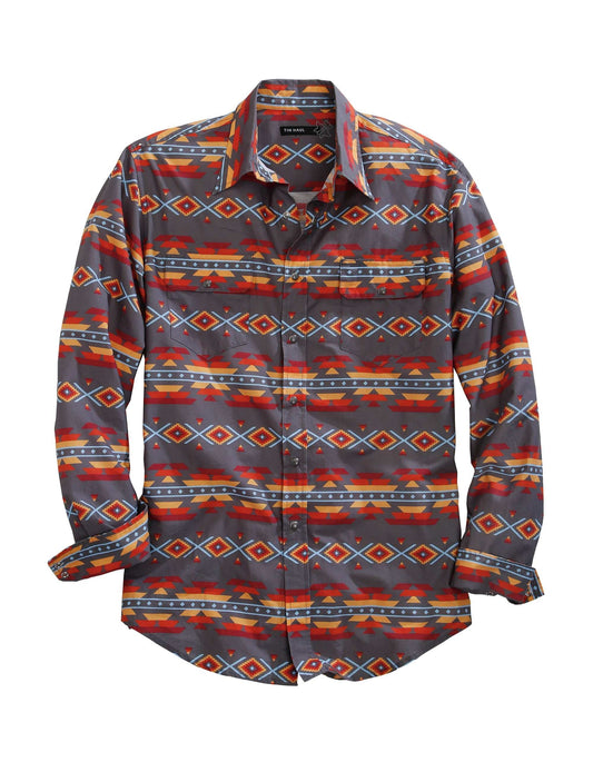 Tin Haul Mens Long Sleeve Snap Fire Aztec Western Shirt - Tin Haul - Flyclothing LLC