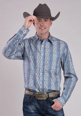 Mens Long Sleeve Snap Vintage Wallpaper Print Western Shirt - Tin Haul - Flyclothing LLC
