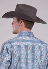 Mens Long Sleeve Snap Vintage Wallpaper Print Western Shirt - Tin Haul - Flyclothing LLC