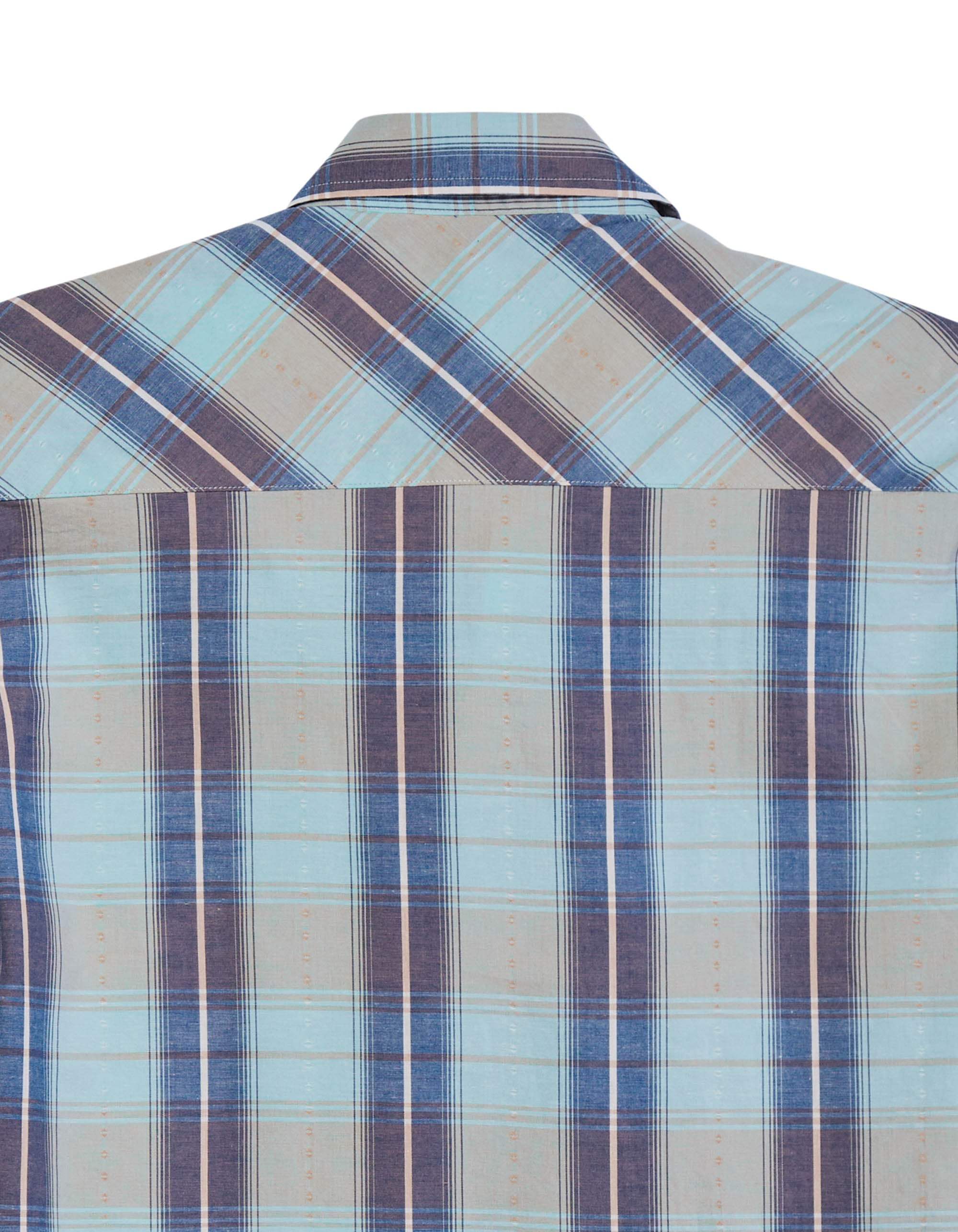 Tin Haul Mens Short Sleeve Snap Vintage Dobby Plaid Western Shirt - TIN HAUL - Flyclothing LLC