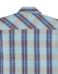 Tin Haul Mens Short Sleeve Snap Vintage Dobby Plaid Western Shirt