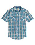Mens Short Sleeve Snap Windowpane Dobby Western Shirt