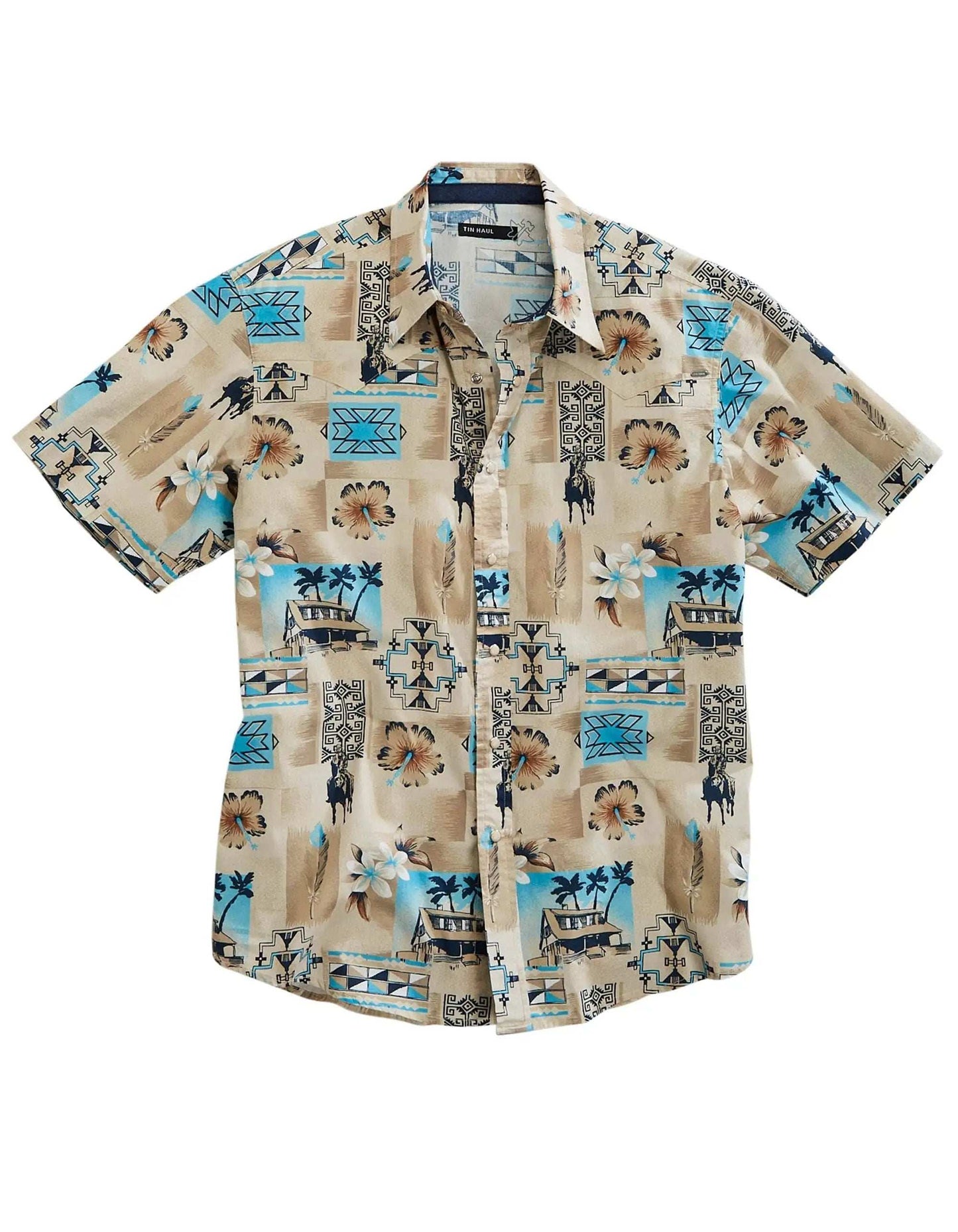 Tin Haul Mens Short Sleeve Snap Tin Haul Tiki Western Shirt - TIN HAUL - Flyclothing LLC
