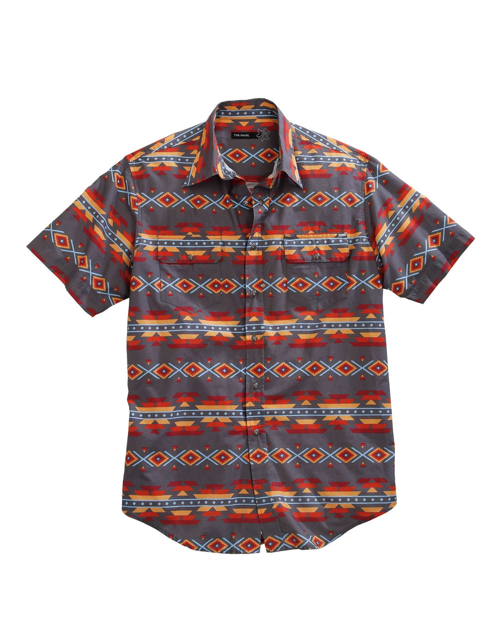 Tin Haul Mens Short Sleeve Snap Fire Aztec Western Shirt - Tin Haul - Flyclothing LLC