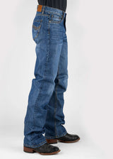 Tin Haul Mens Angle Embroidered Back Pocket Medium Wash Button Jeans - Tin Haul - Flyclothing LLC