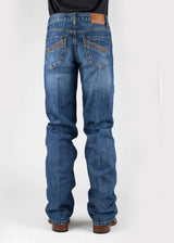Tin Haul Mens Angle Embroidered Back Pocket Medium Wash Button Jeans - Tin Haul - Flyclothing LLC