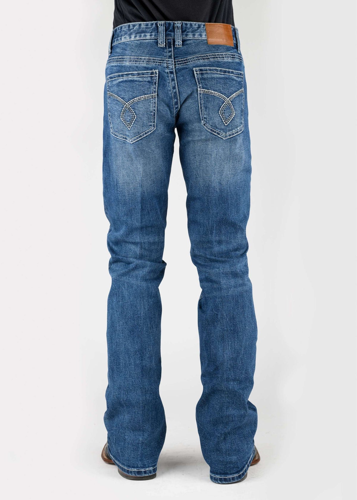 Tin Haul Mens Diamond Emb Back Pocket Medium Wash Jeans Button Jea - Tin Haul - Flyclothing LLC