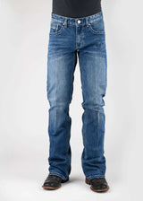 Tin Haul Mens Diamond Emb Back Pocket Medium Wash Jeans Button Jea - Tin Haul - Flyclothing LLC