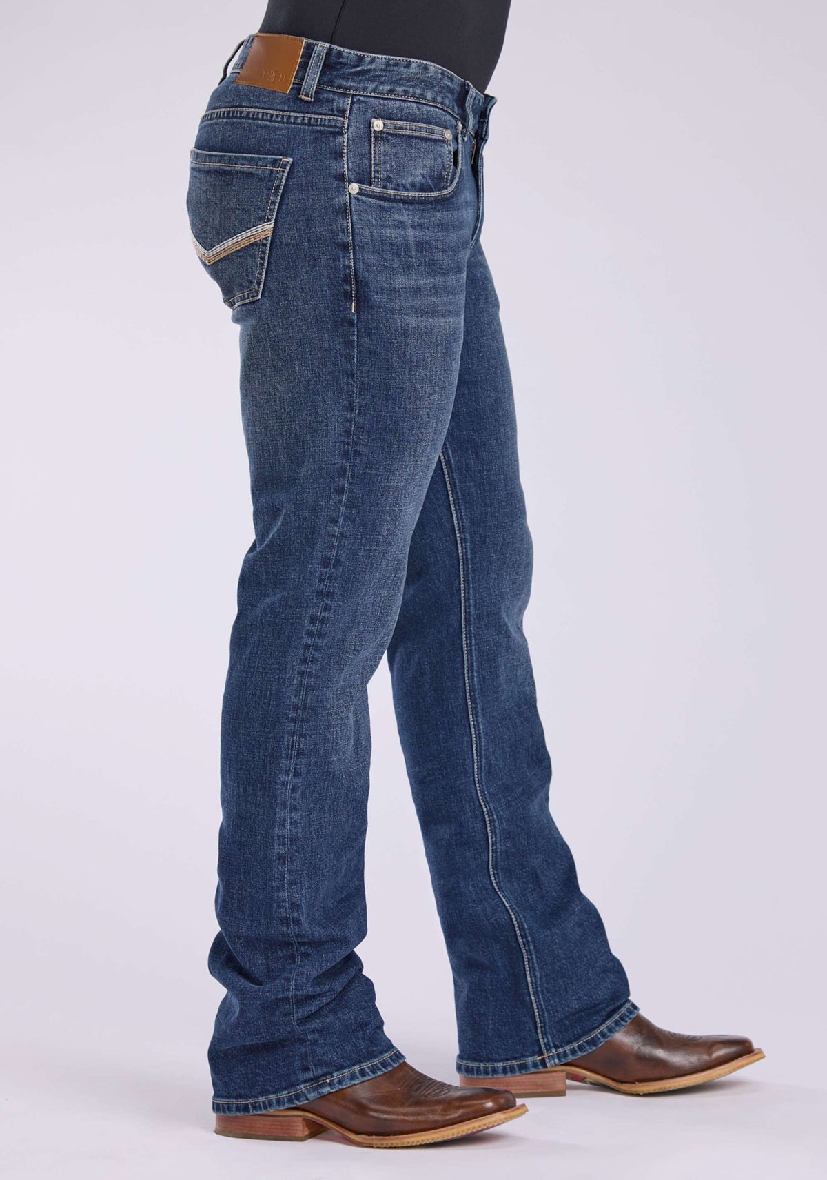 Tin Haul Mens 2 Tone Embroidered "v" Back Pocket Button Jeans - Tin Haul - Flyclothing LLC