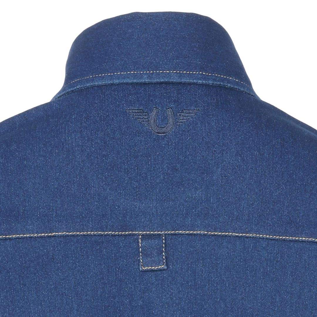 TuffRider Cody Ladies Western Denim Shirt with Covered Zip Closure and Decorative Pearl Snaps - Breeches.com - Flyclothing LLC