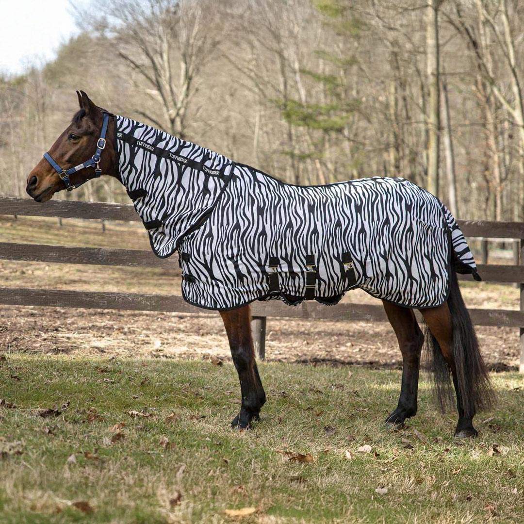 TuffRider Comfy Plus Combo Neck Zebra Print Fly Sheet - Breeches.com - Flyclothing LLC