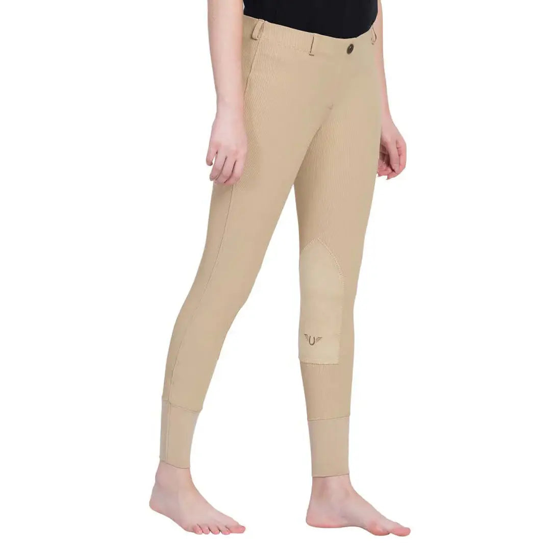 TuffRider Ladies Ribb Lowrise Pull-On Knee Patch Breeches - Breeches.com - Flyclothing LLC