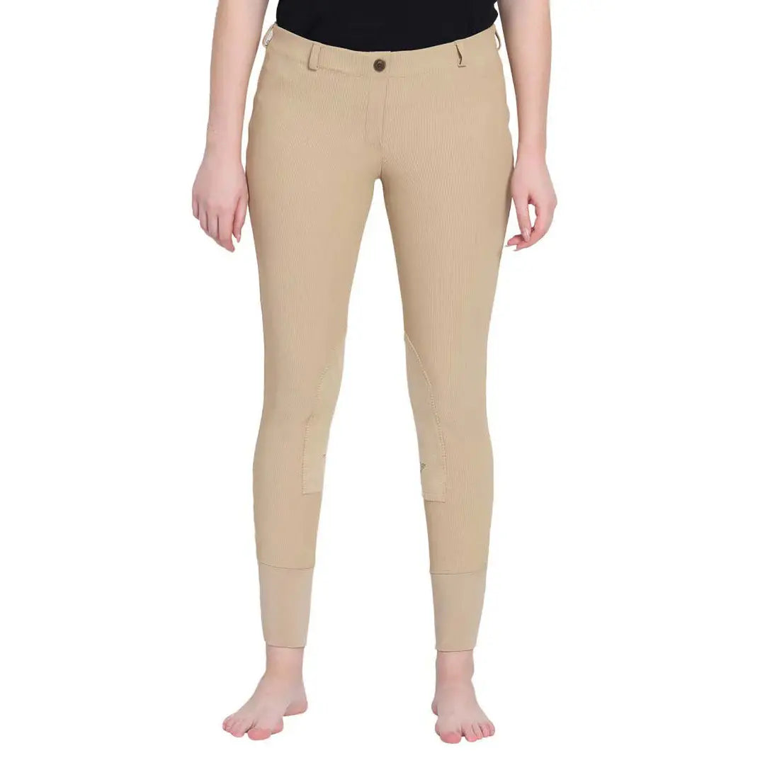 TuffRider Ladies Ribb Lowrise Pull-On Knee Patch Breeches - Breeches.com - Flyclothing LLC