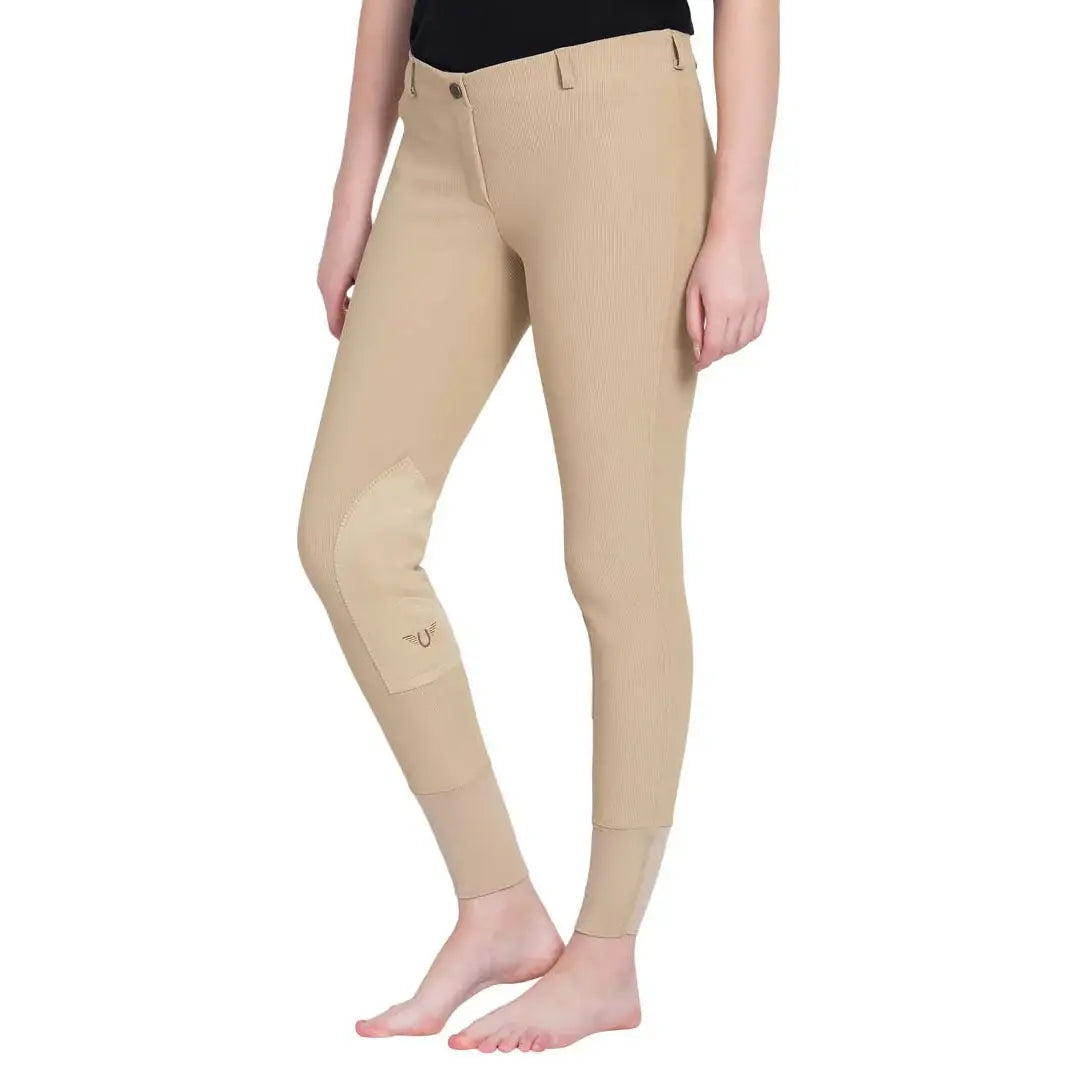 TuffRider Ladies Ribb Lowrise Pull-On Knee Patch Breeches - Breeches.com - Flyclothing LLC