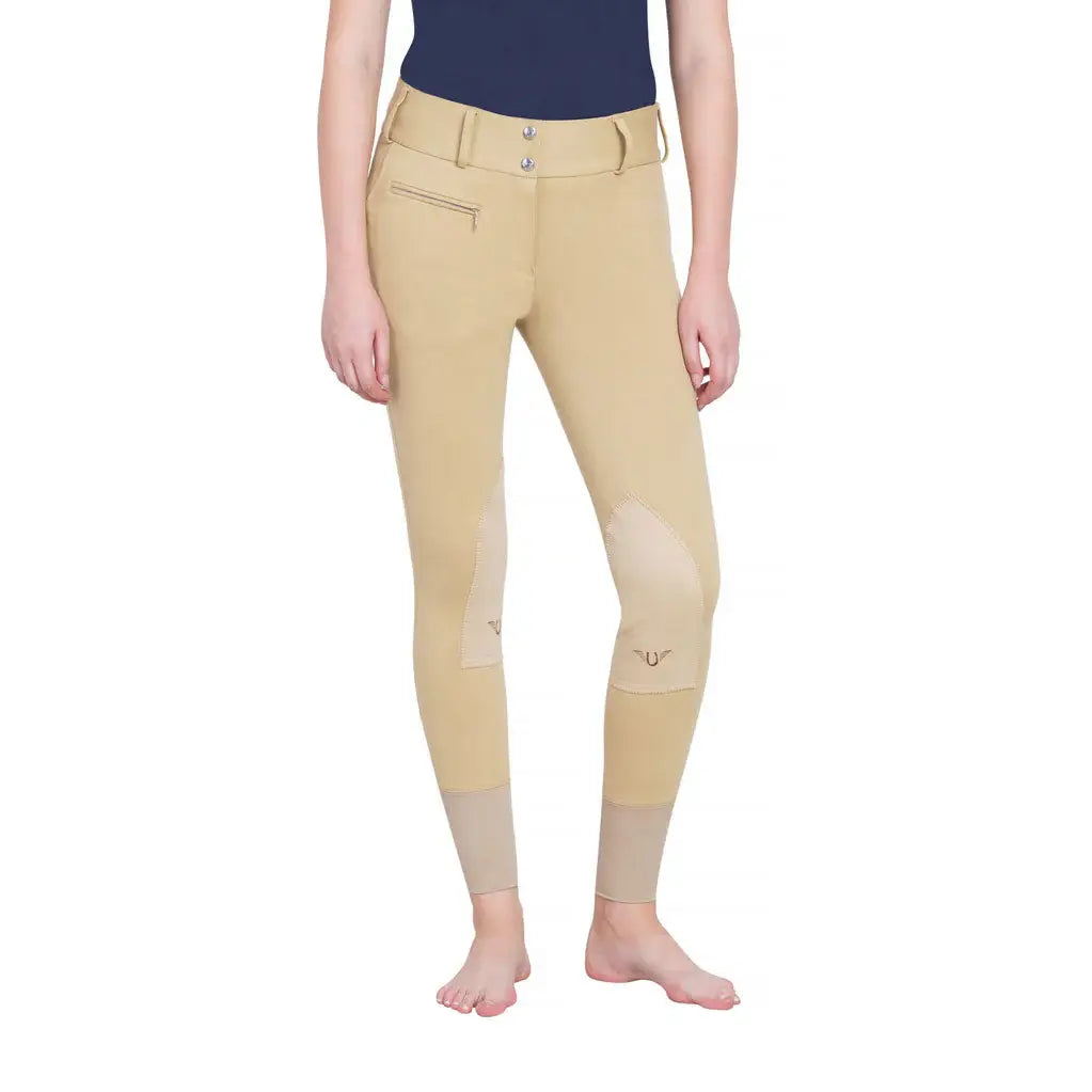 TuffRider Ladies Cotton Lowrise Wide Waistband Knee Patch Breeches - Breeches.com - Flyclothing LLC