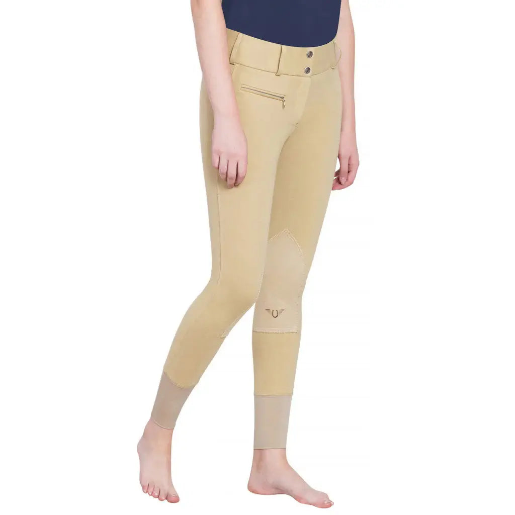 TuffRider Ladies Cotton Lowrise Wide Waistband Knee Patch Breeches - Breeches.com - Flyclothing LLC
