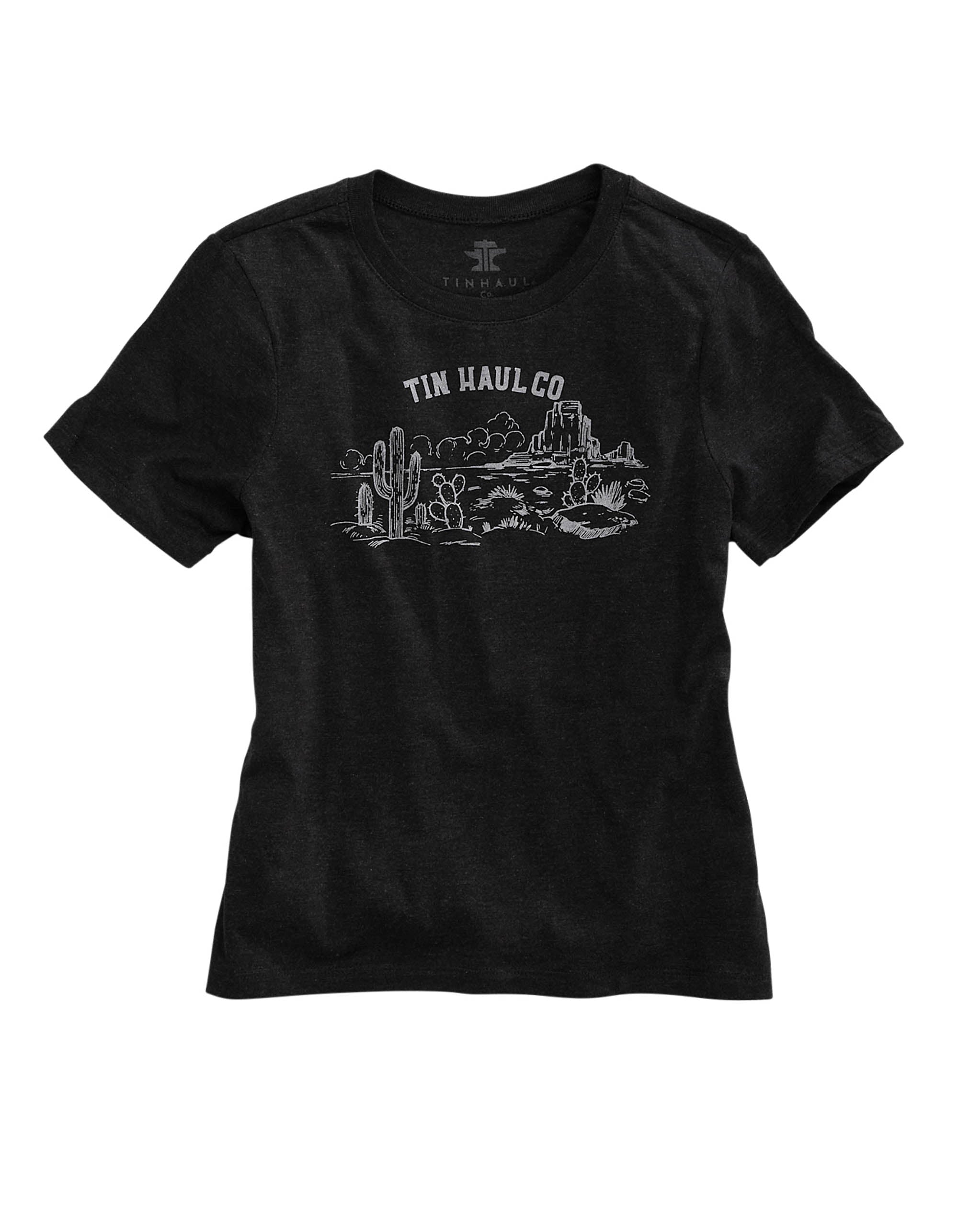 Tin Haul Womens Short Sleeve Tin Haul T Shirt Co Desert Scene Screen Print With Triblend - TIN HAUL