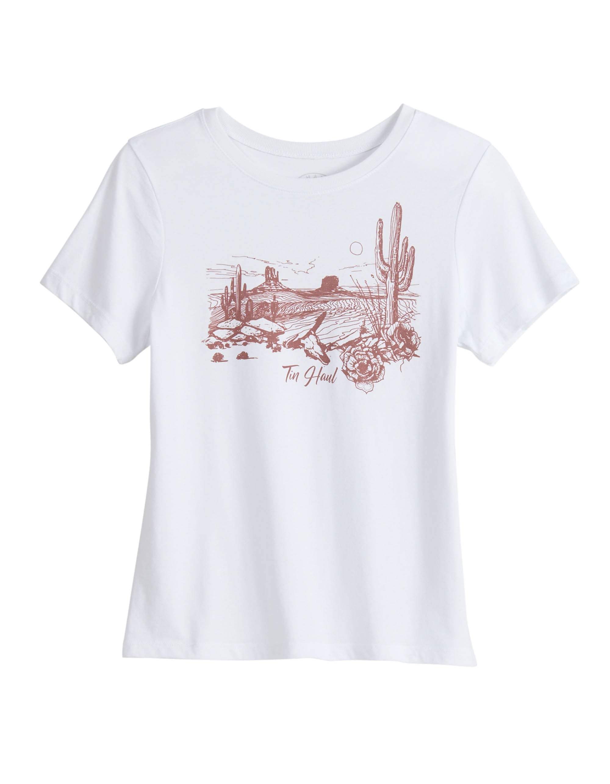 Tin Haul Womens Short Sleeve Tin Haul Desert Scene Screen Print T Shirt With Triblend Classic Fit - TIN HAUL - Flyclothing LLC