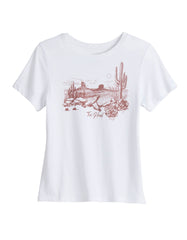 Tin Haul Womens Short Sleeve Tin Haul Desert Scene Screen Print T Shirt With Triblend Classic Fit