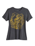 Tin Haul Womens Short Sleeve Tin Haul Girl Horse And Horseshoe T Shirt Heathered Grey Relax Fit - TIN HAUL